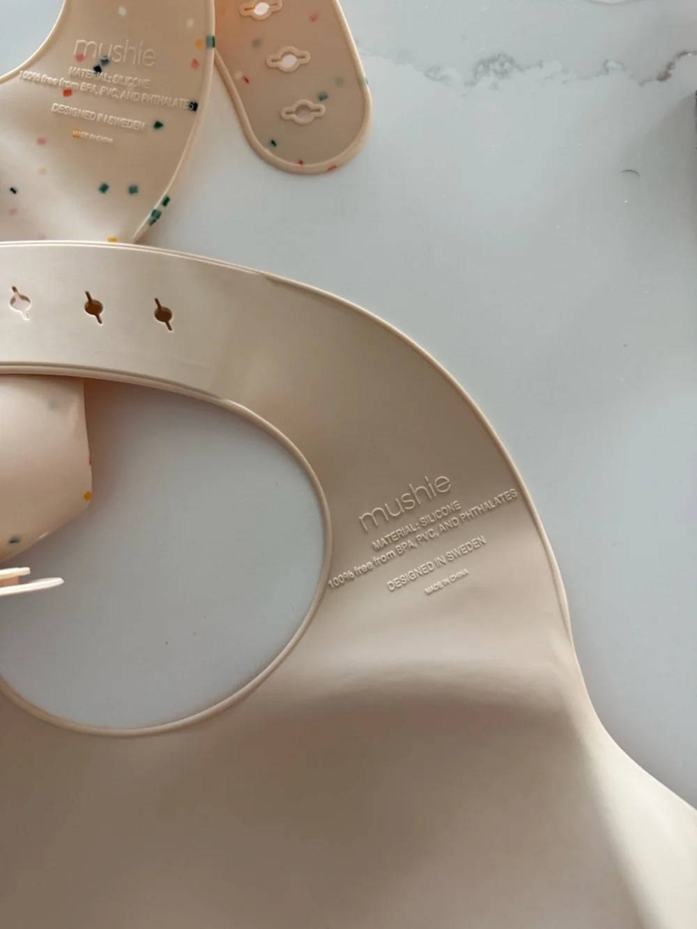 Neutral Silicone Baby Bib Trio with Crumb Catcher - Beige, Cream, and Taupe